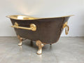 Handmade Black & Brass Clawfoot Bathtub – Luxury Soaking Tub, Vintage Rustic Brass Bath, Custom Clawfoot Tub