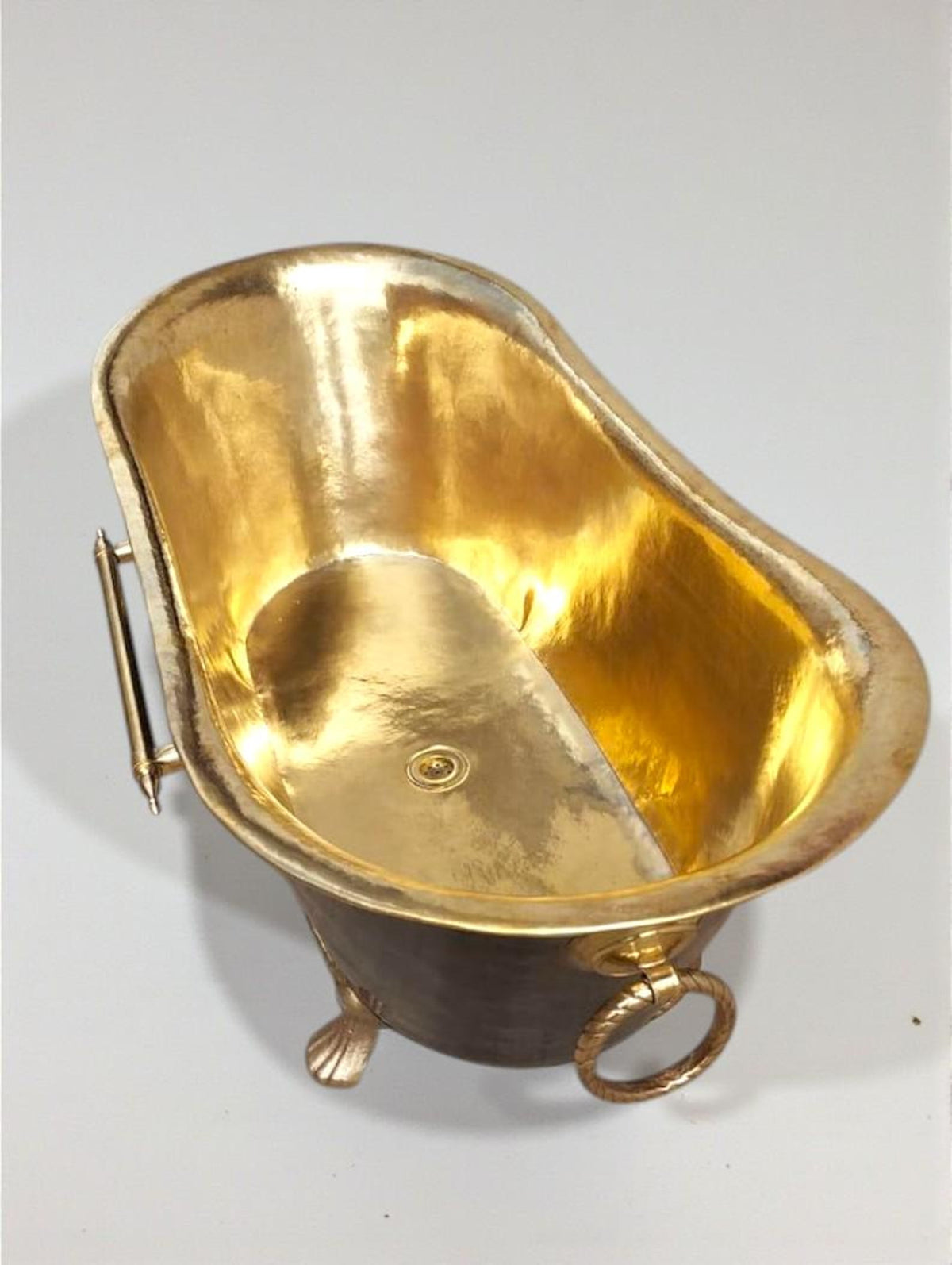 Handmade Black & Brass Clawfoot Bathtub – Luxury Soaking Tub, Vintage Rustic Brass Bath, Custom Clawfoot Tub