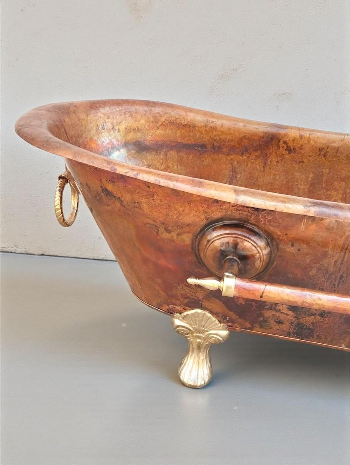 Hammered Copper Bathtub | Handmade Clawfoot Soaking Tub, Vintage Bathroom Decor