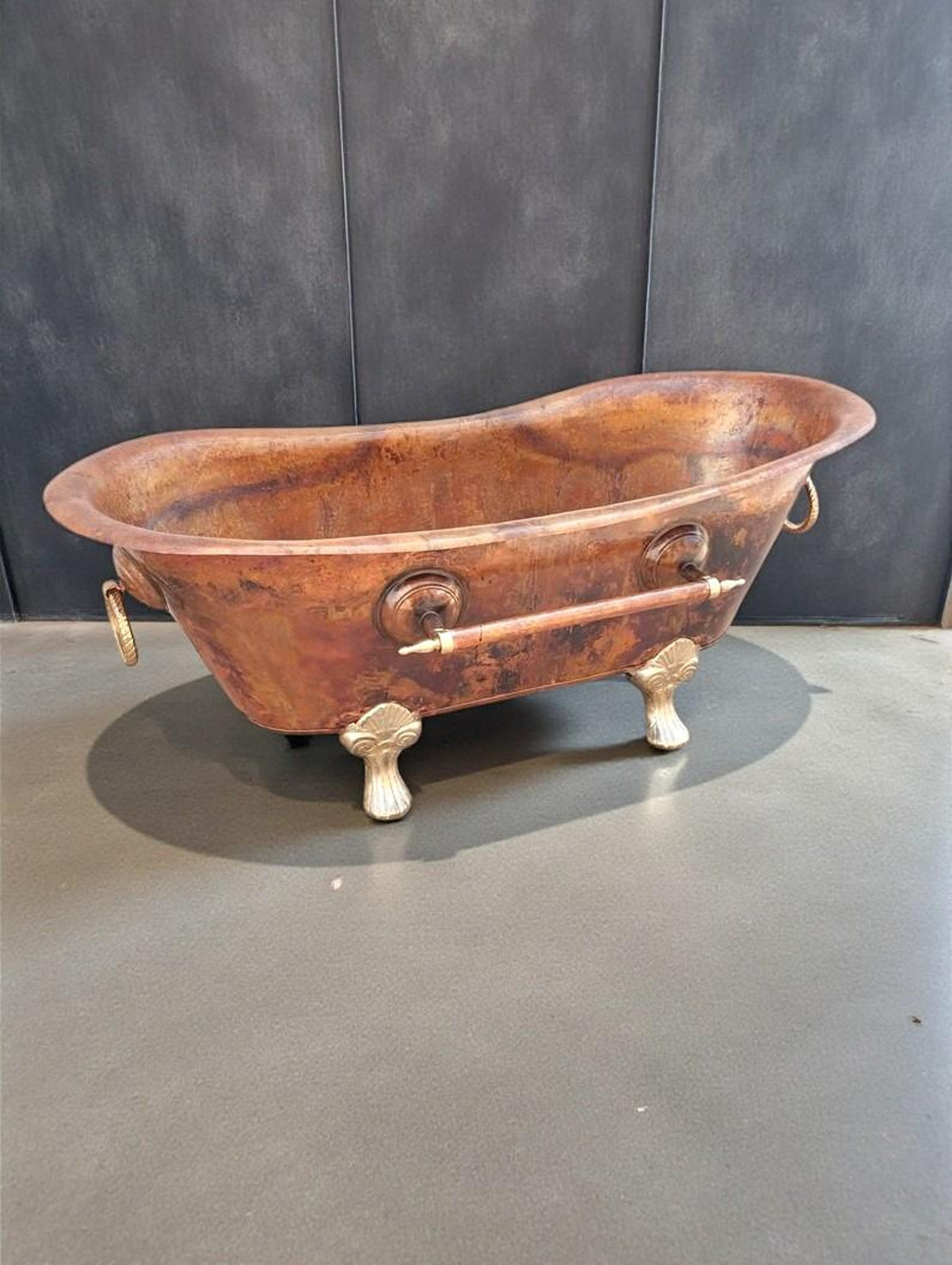 Hammered Copper Bathtub | Handmade Clawfoot Soaking Tub, Vintage Bathroom Decor