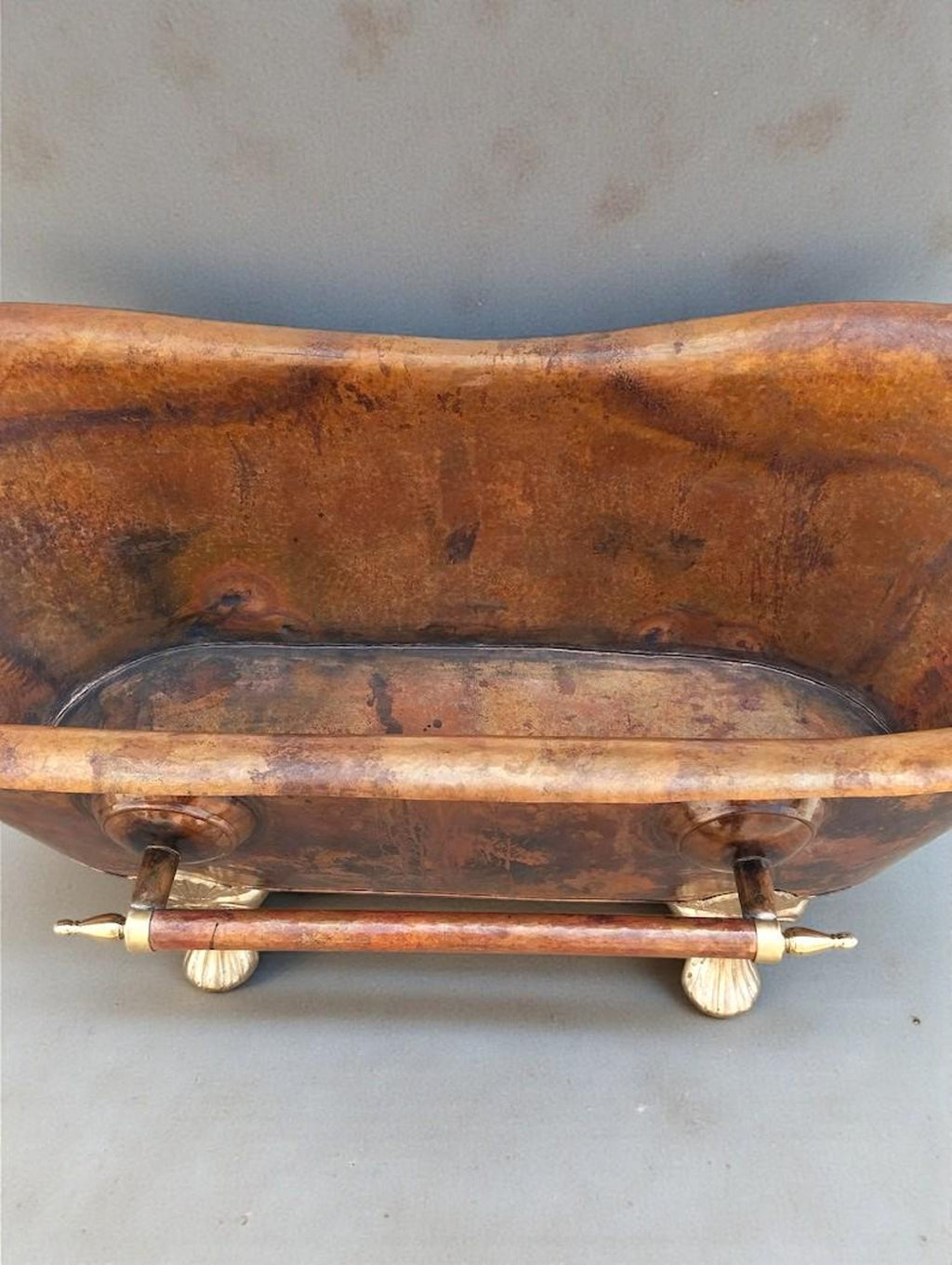 Hammered Copper Bathtub | Handmade Clawfoot Soaking Tub, Vintage Bathroom Decor