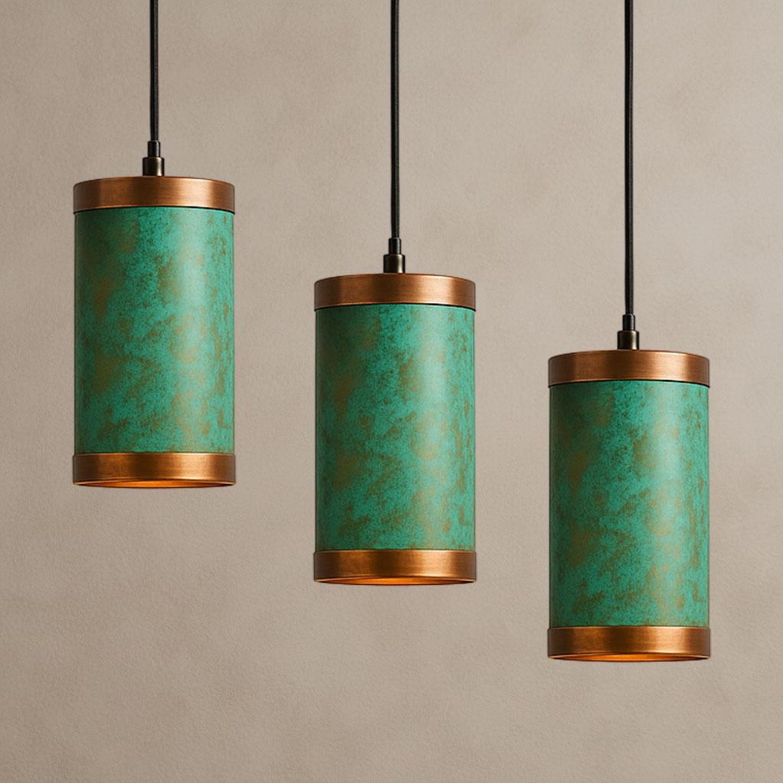 Green Patina Copper Rustic Kitchen Pendant