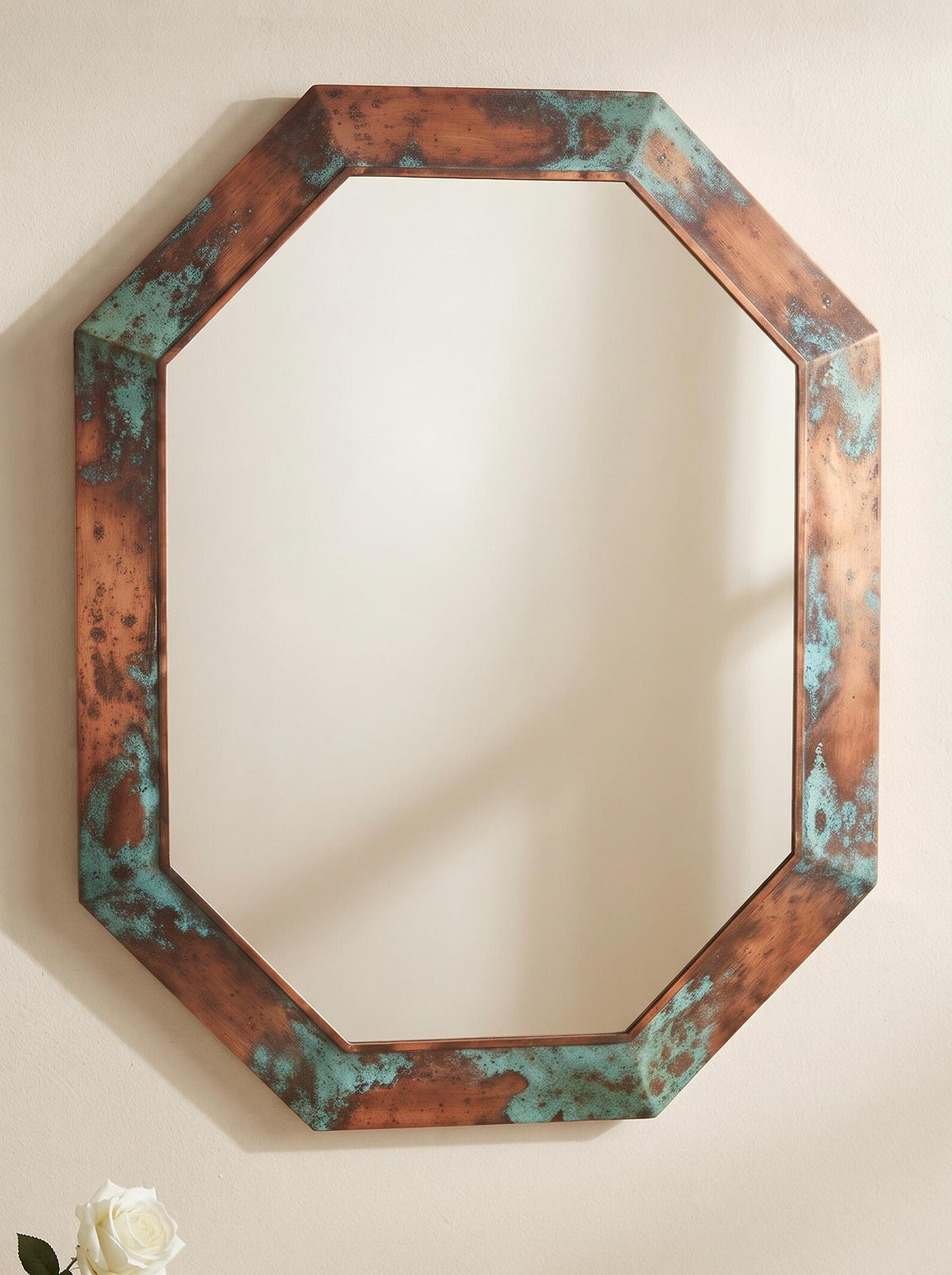 Handcrafted Antique Copper Octagon Mirror
