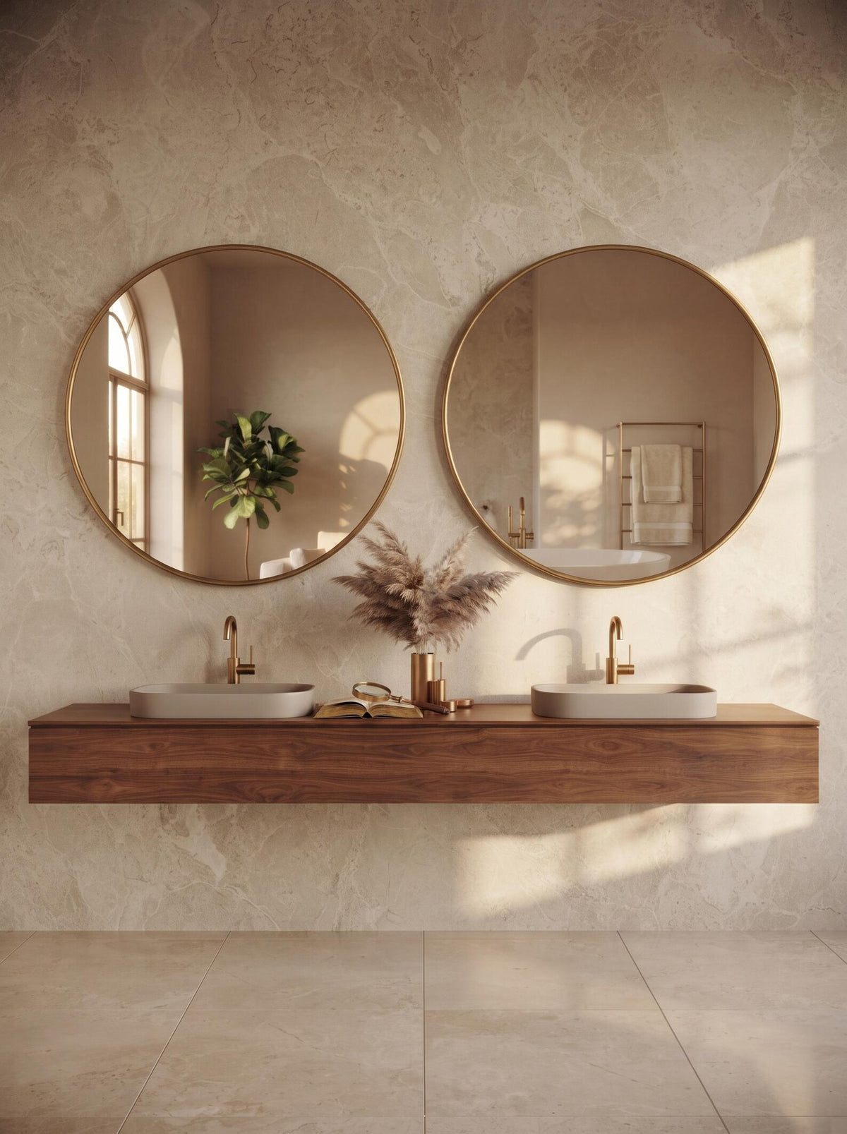 Handcrafted Unlacquered Brass Round Mirror