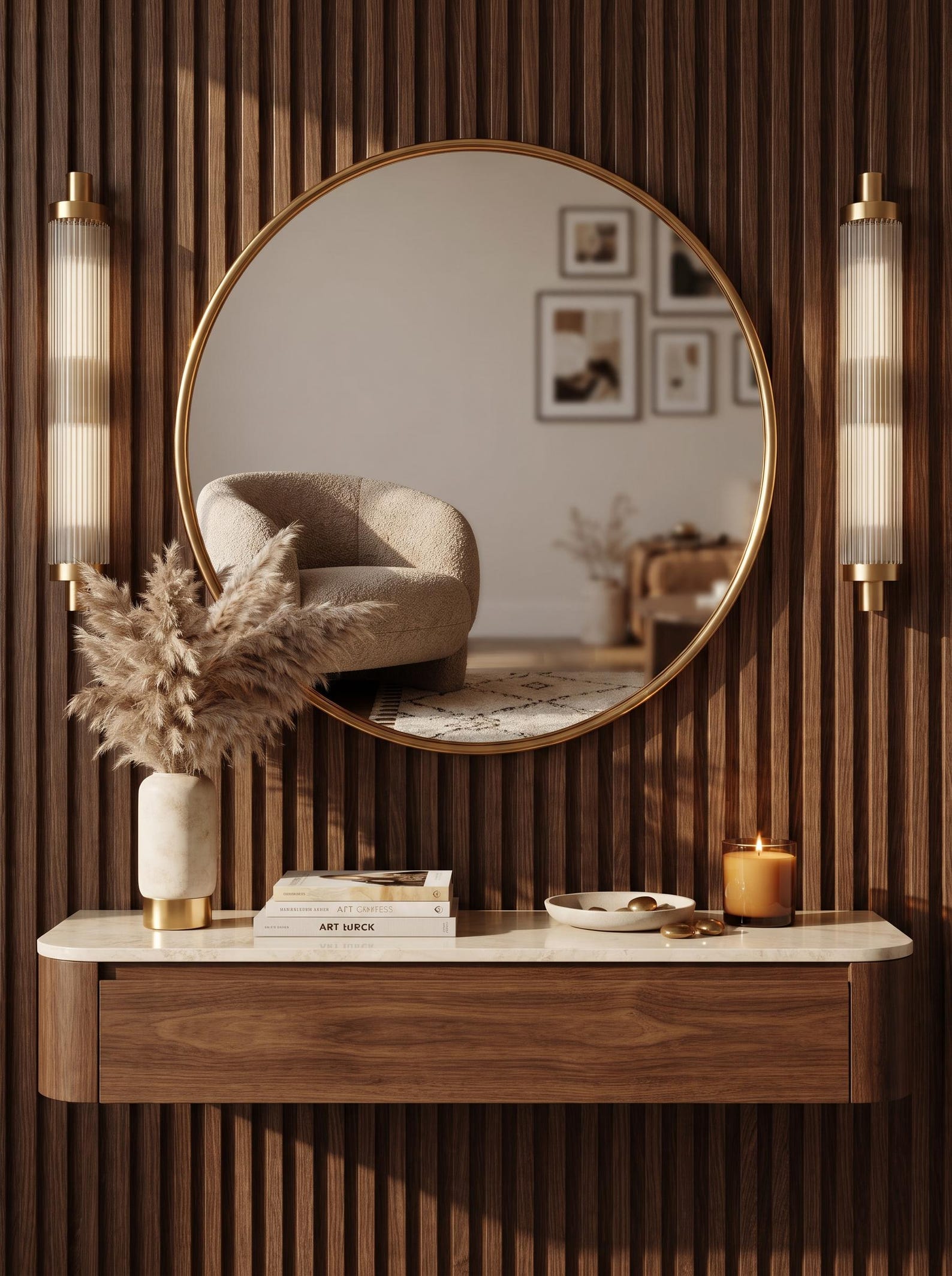 Handcrafted Unlacquered Brass Round Mirror