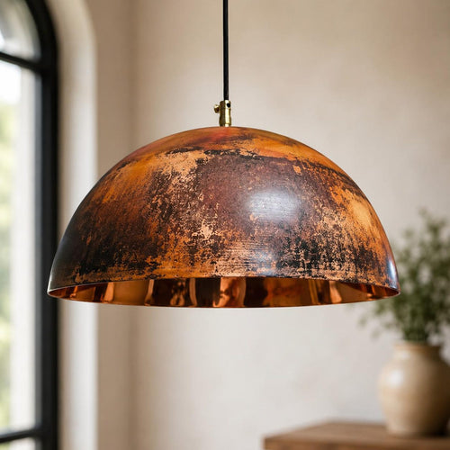 Antiqued Copper Dome Pendant Light
