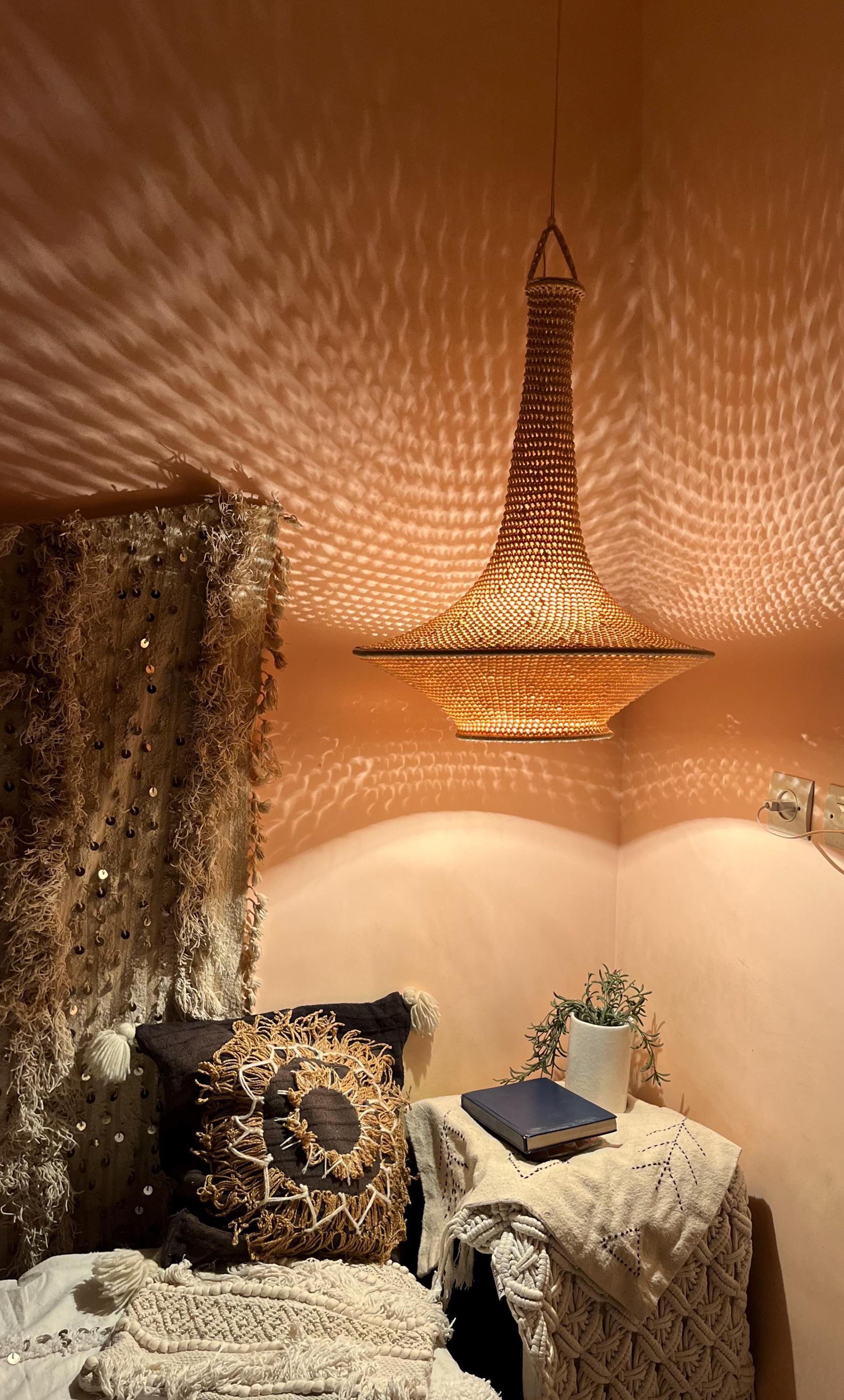 Cynthia handmade crochet pendant light — product photo 5