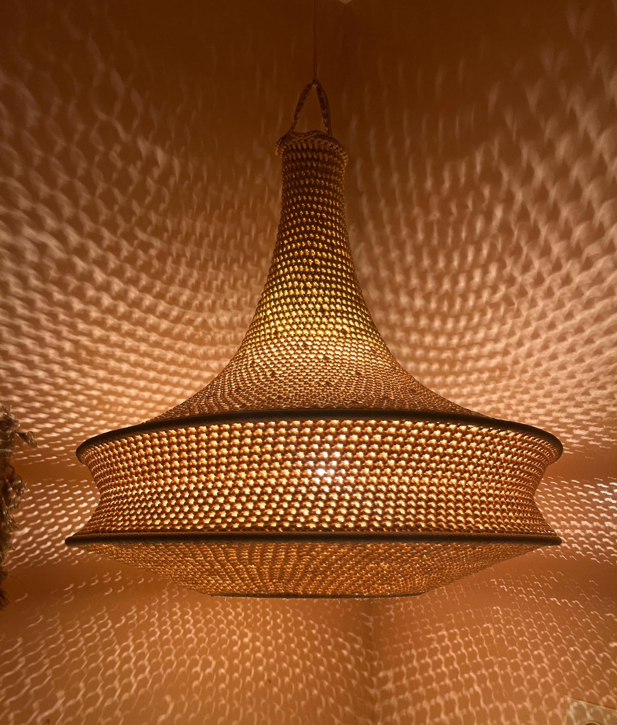 Luna handmade crochet pendant light — product photo 5