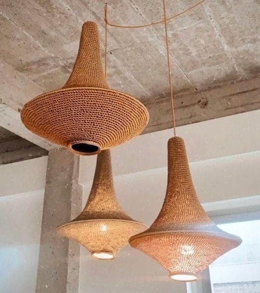 Cynthia handmade crochet pendant light — product photo 3