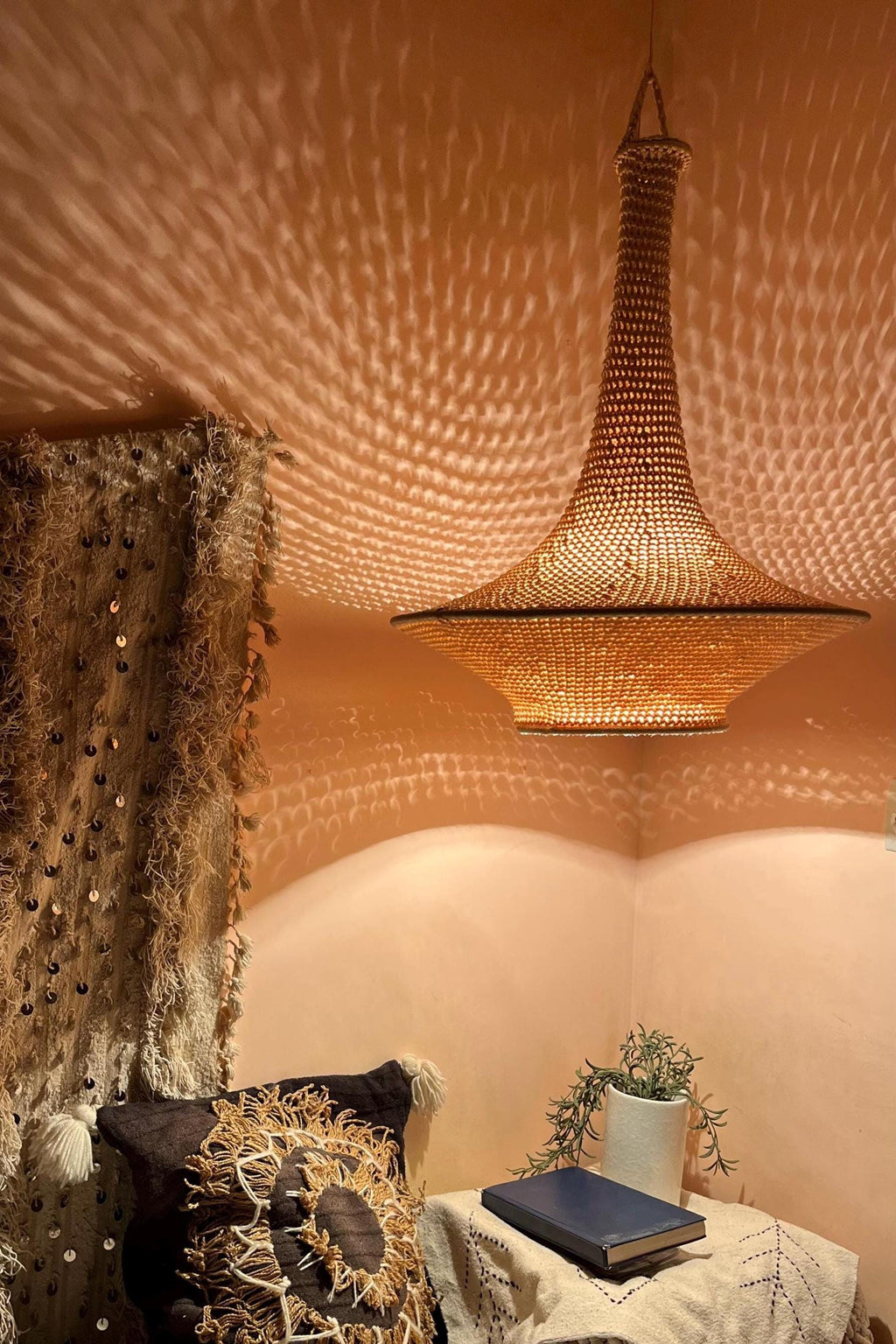 Cynthia handmade crochet pendant light — product photo 4