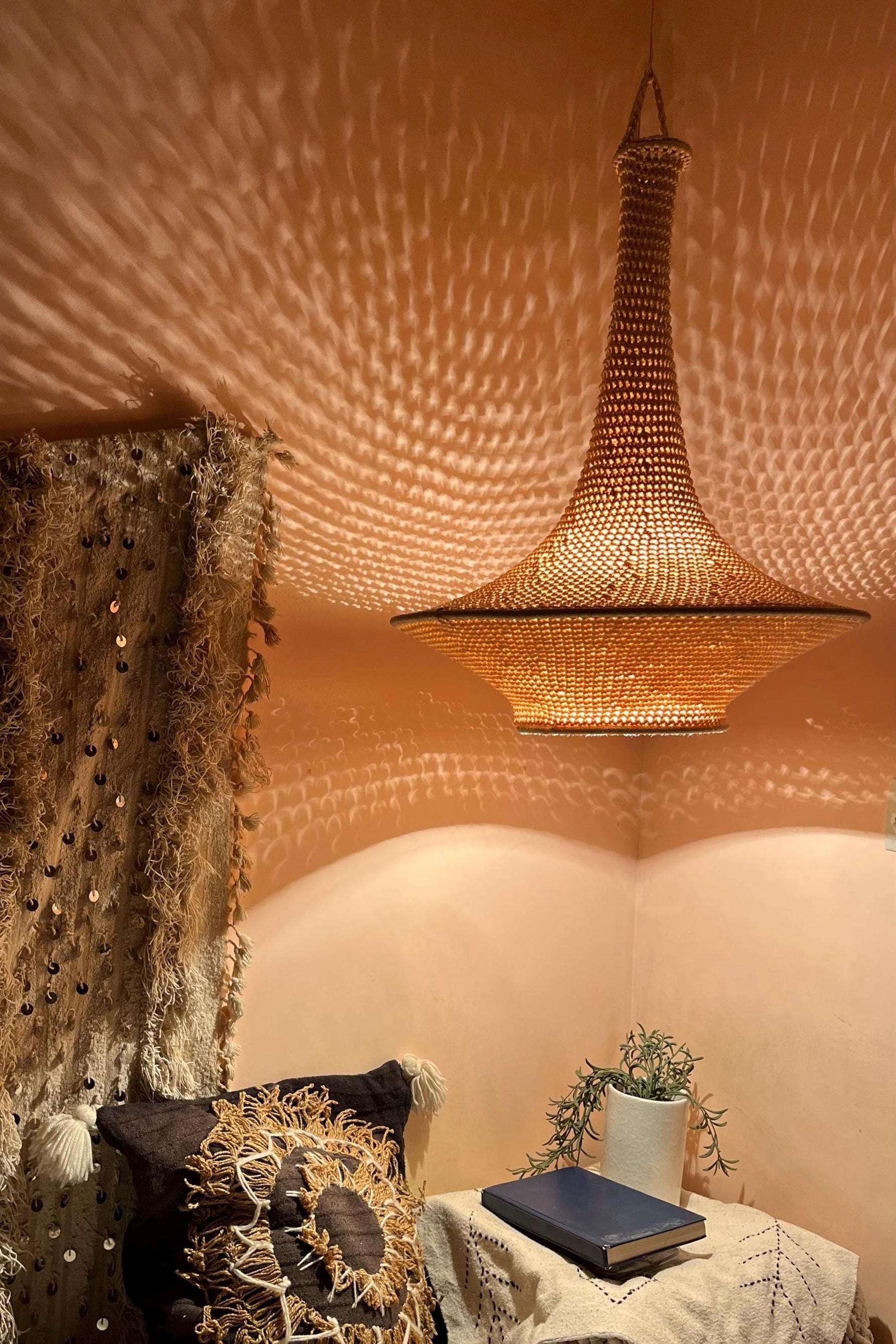 Cynthia handmade crochet pendant light — product photo 4