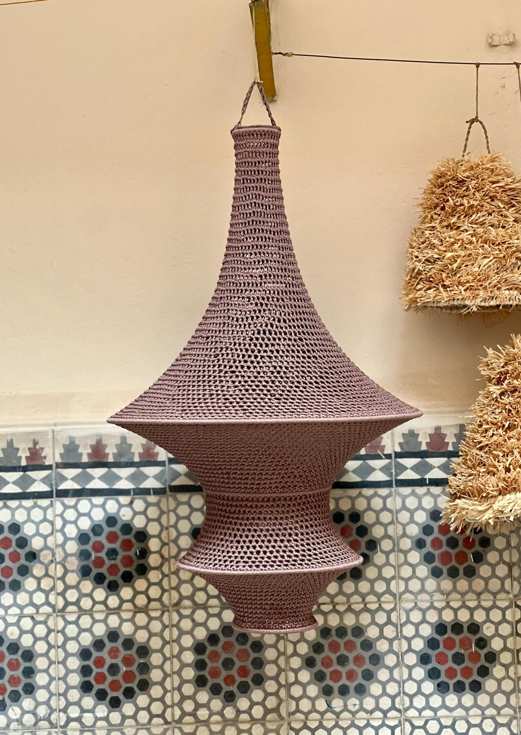 Rhea handmade crochet pendant light — product photo 4