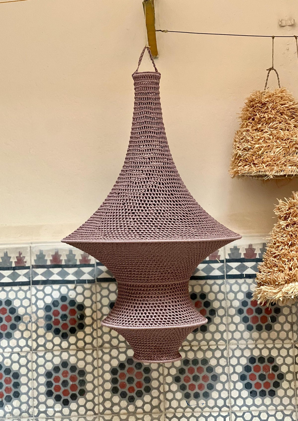 Rhea handmade crochet pendant light — product photo 4
