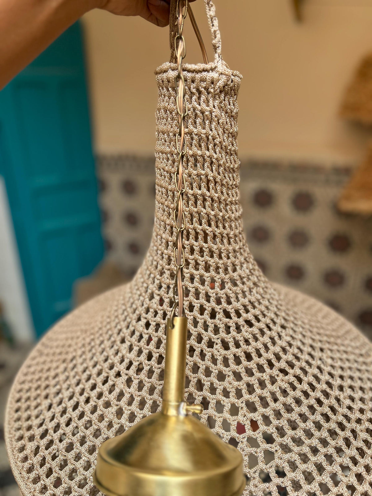 Rhea handmade crochet pendant light — product photo 9