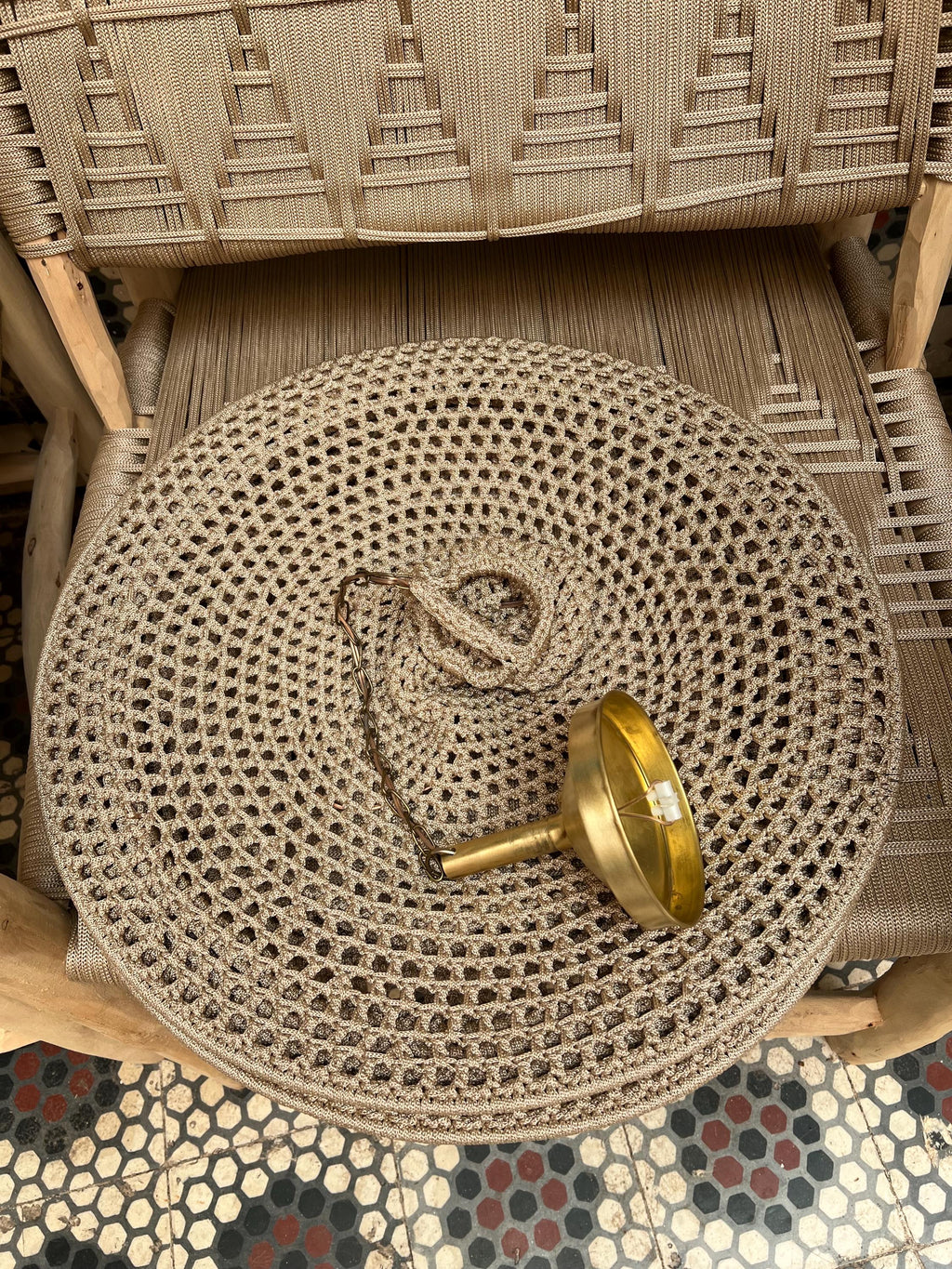Rhea handmade crochet pendant light — product photo 10
