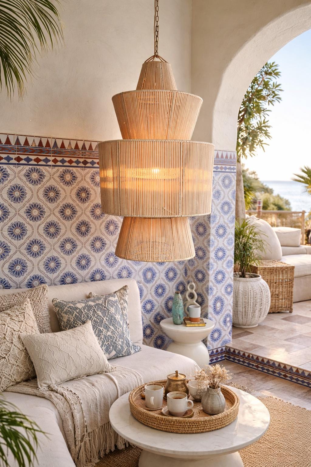 Aylin handmade crochet pendant light — product photo 1