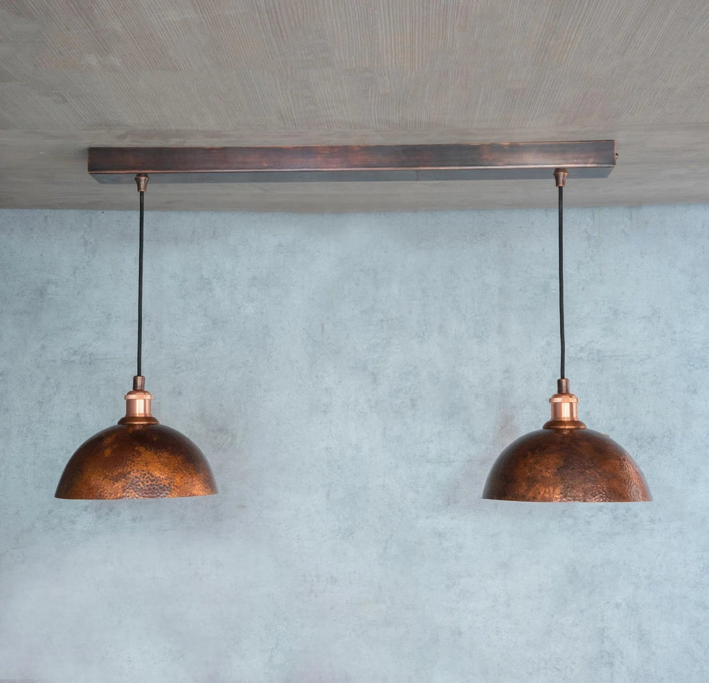 Oxidized Copper Double-Dome Island Light — main view