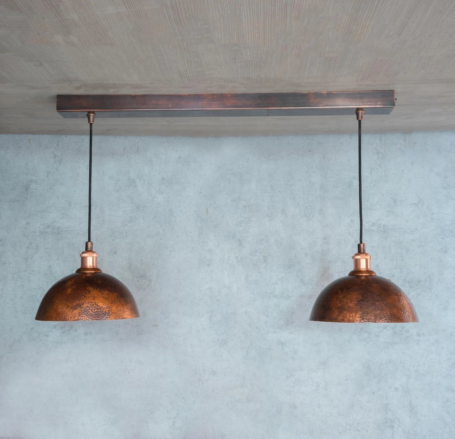 Oxidized Copper Double-Dome Island Light — main view