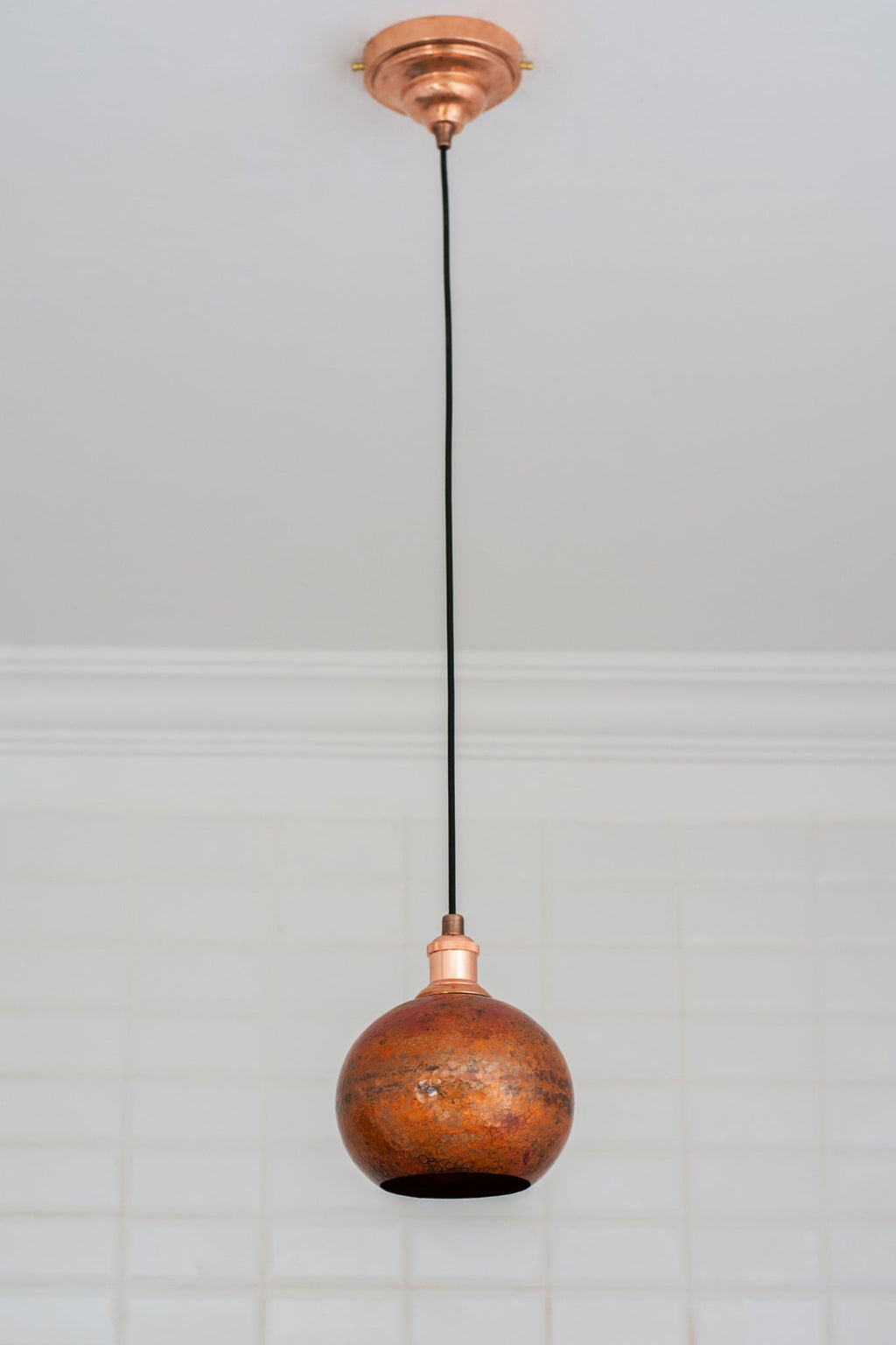 Oxidized Copper Globe Pendant Light — product detail 4
