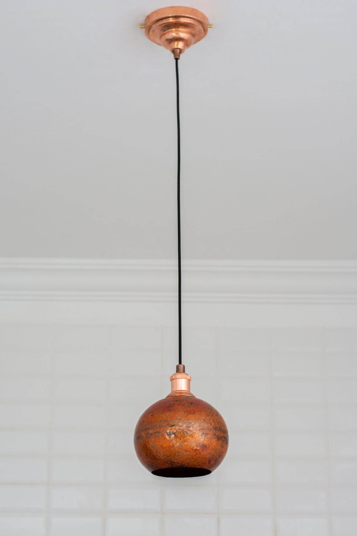 Oxidized Copper Globe Pendant Light — product detail 4