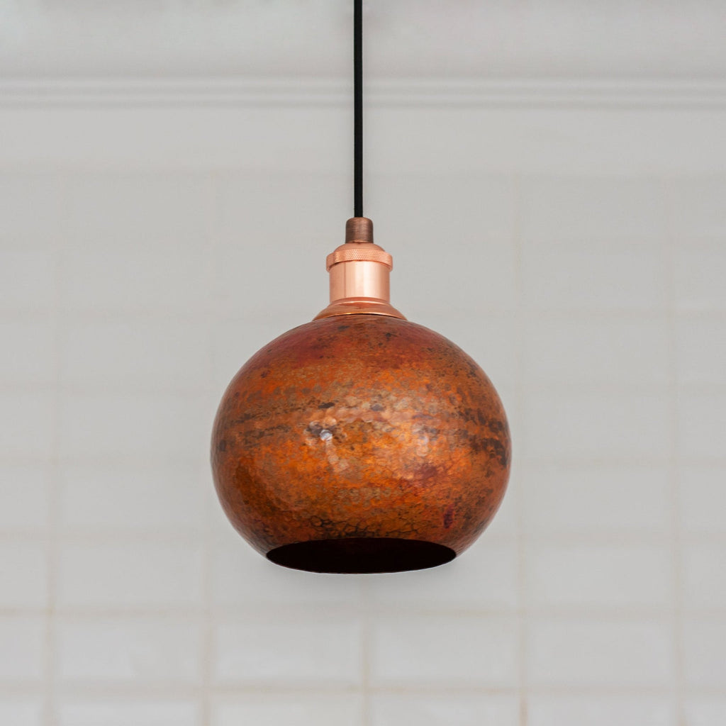 Oxidized Copper Globe Pendant Light — main view