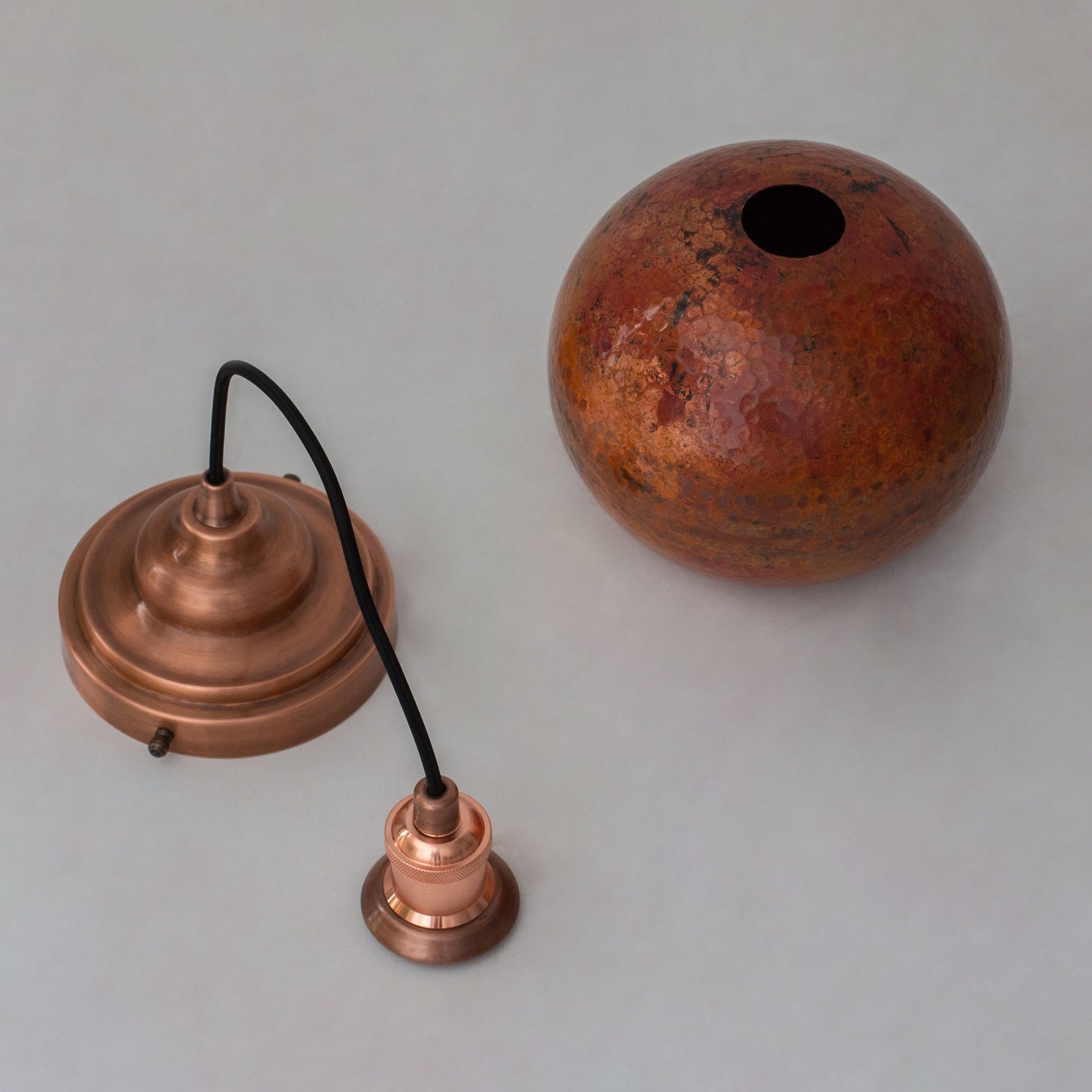 Oxidized Copper Globe Pendant Light — product detail 7