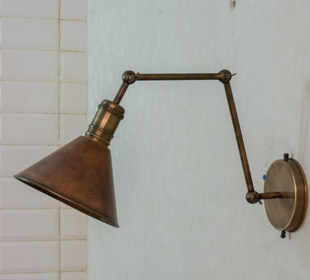 Oxidized Copper Swing-Arm Wall Sconce — product detail 3