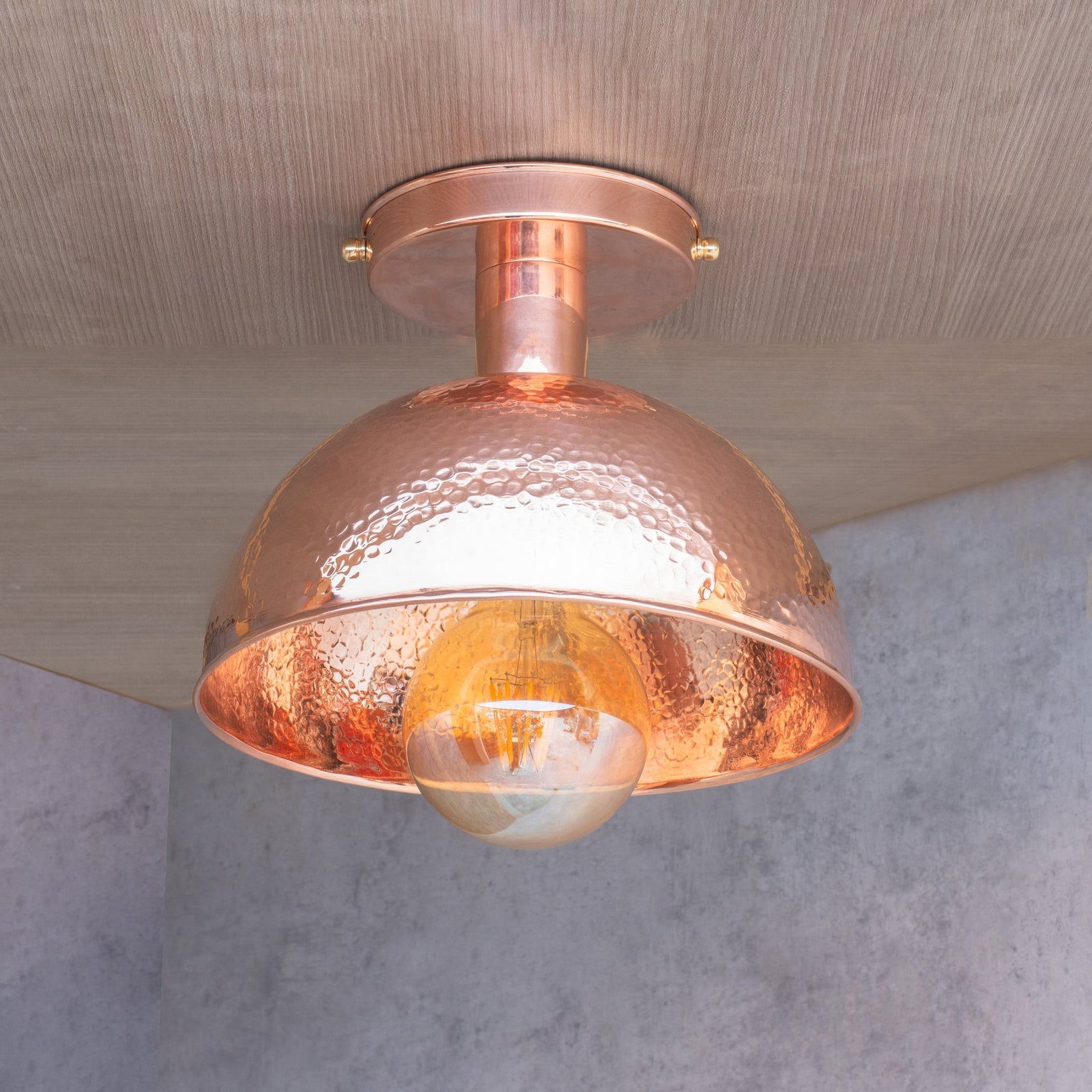 Hammered Copper Dome Ceiling Light — main view
