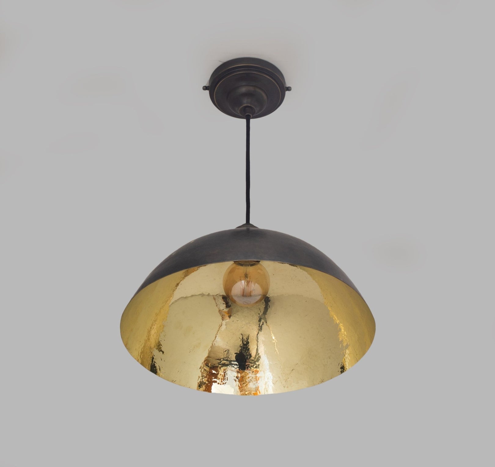 Dark Patina Brass Dome Pendant Light — product detail 3